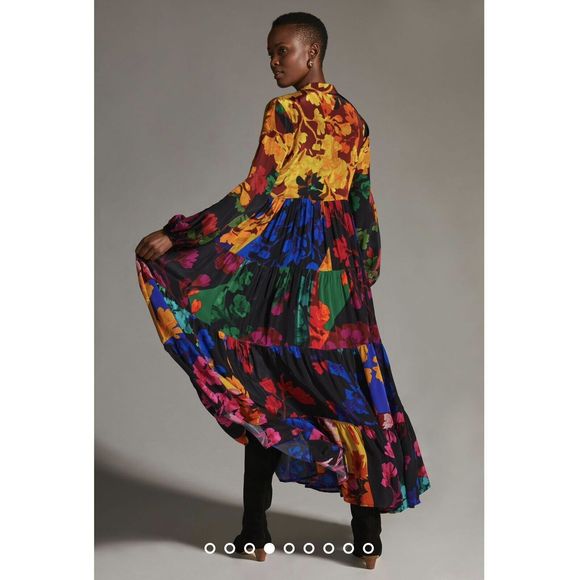 New Anthropologie Siddhartha Bansal Button-Front Maxi Dress sz Small - Picture 4 of 10